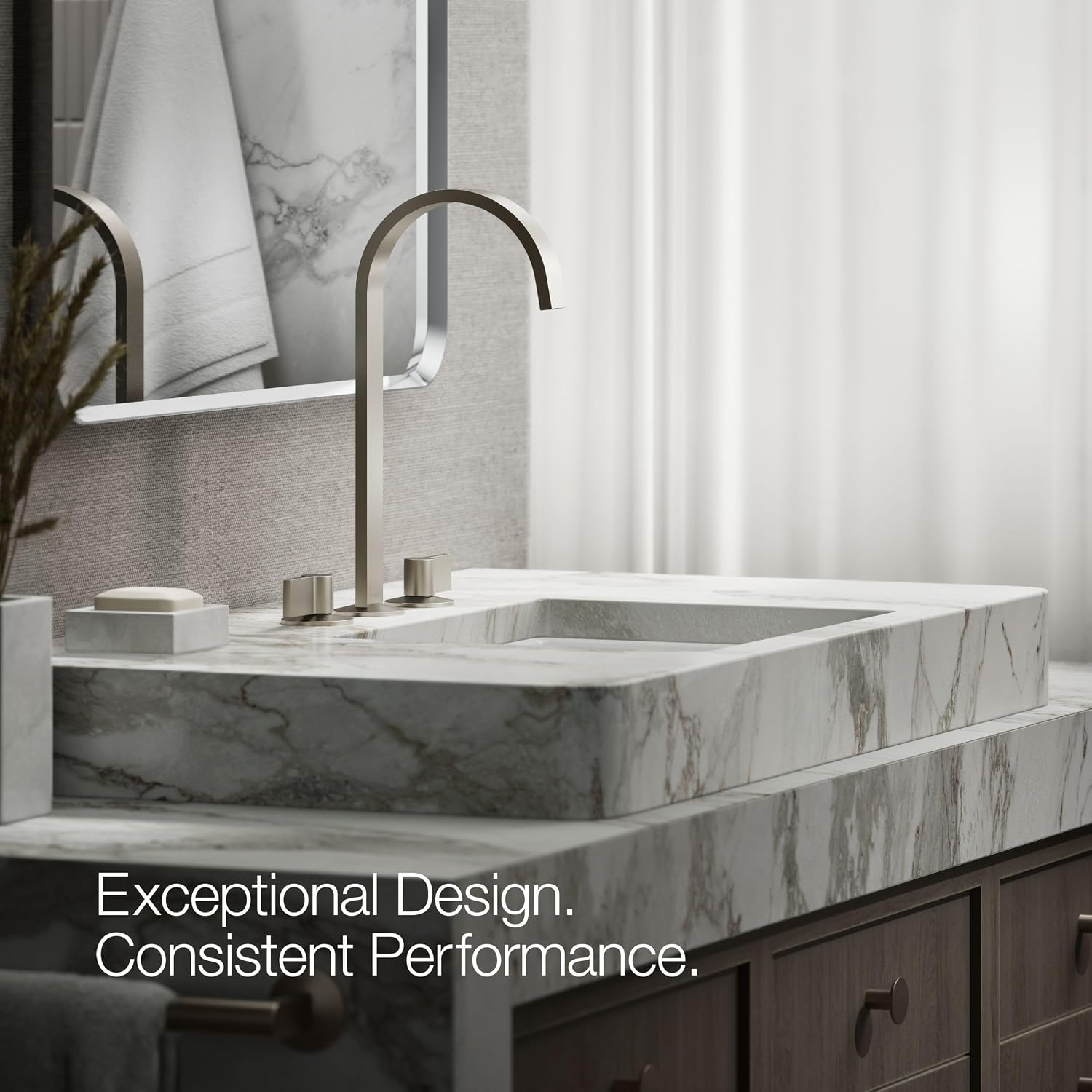 Kohler 77966-BN Components® Bathroom Sink Faucet spout with Ribbon Design, 1.2 gpm, Vibrant Brushed Nickel
