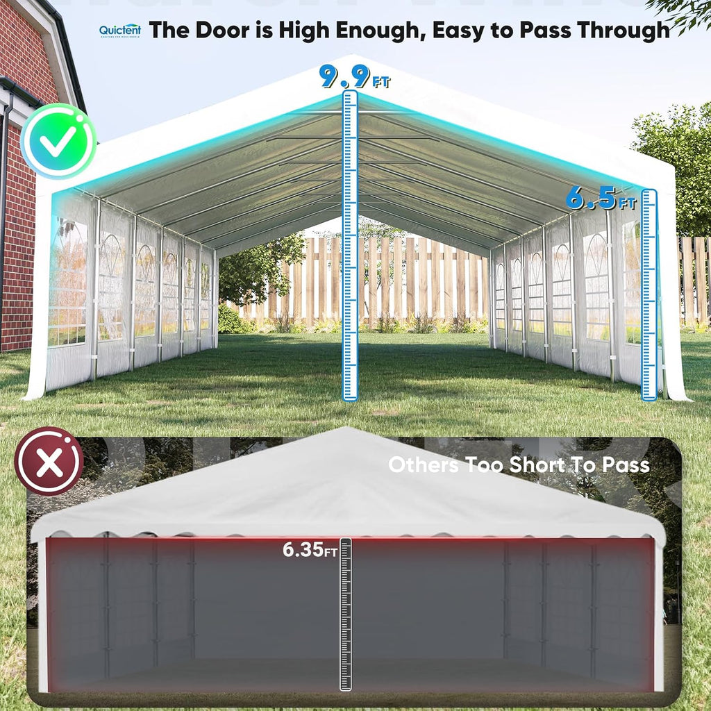 Quictent 20x40ft Party Tent Heavy Duty Outdoor Canopy Tent Carport Wedding Event Shelter BBQ Wedding Tents for Parties with Storage Bags(Church)