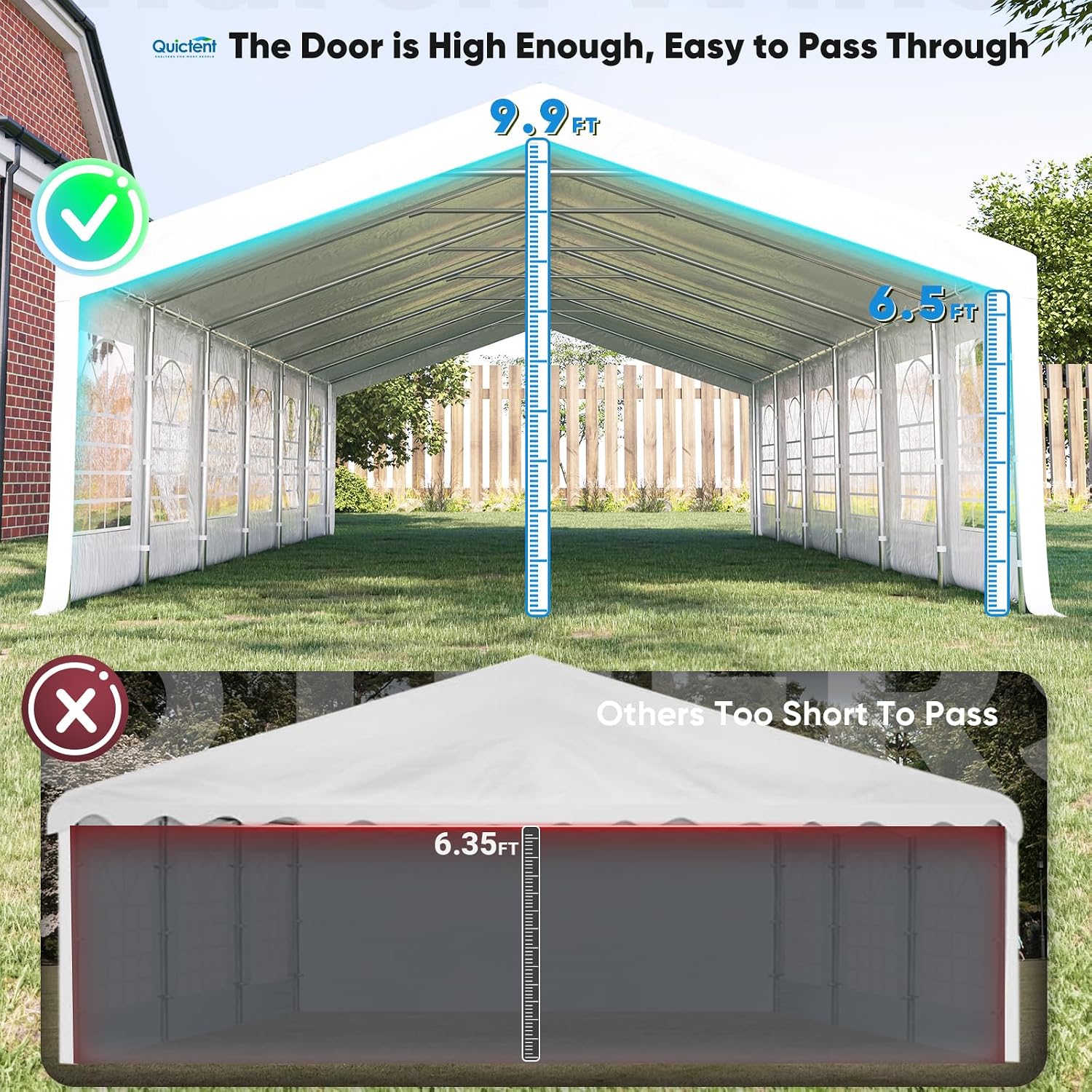 Quictent 20x40ft Party Tent Heavy Duty Outdoor Canopy Tent Carport Wedding Event Shelter BBQ Wedding Tents for Parties with Storage Bags(Church)