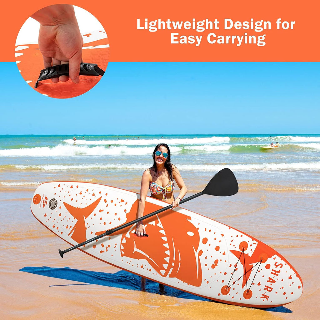Goplus Inflatable Stand up Paddle Board, 10'/10.5'/11' SUP 6' Thick with Premium Accessories, Adjustable Aluminum Paddle, Leash, Carry Bag, Hand Pump, Removable Fin, ISUP for Adults