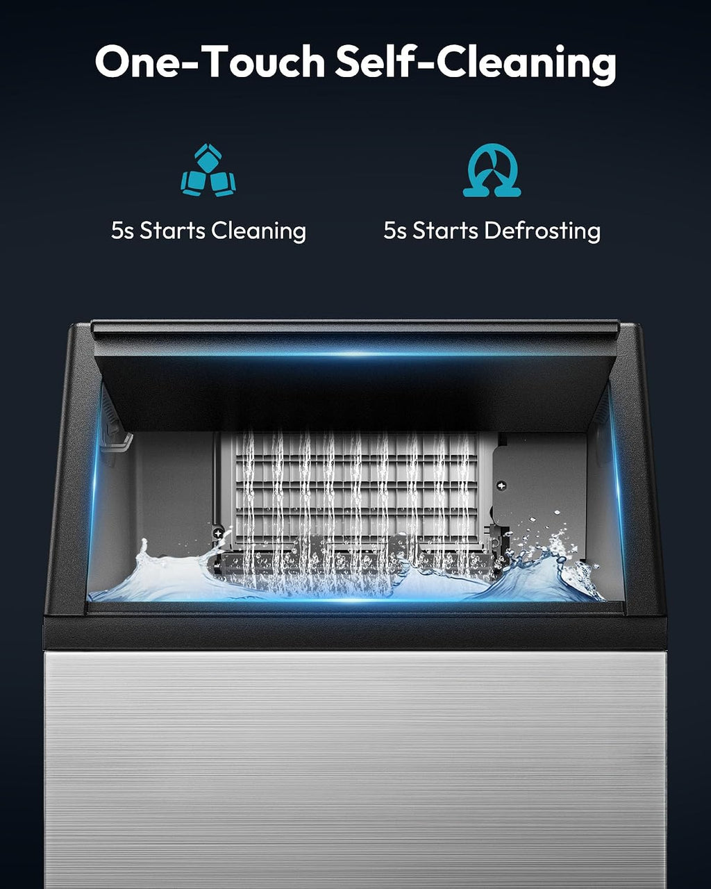 EUHOMY Commercial Ice Maker Machine - 100lbs Daily Production, 33lbs Ice Storage, Stainless Steel Freestanding & Under Counter Ice Maker, Ideal Ice Maker for Home/Bar/Restaurant/Outdoor Activities