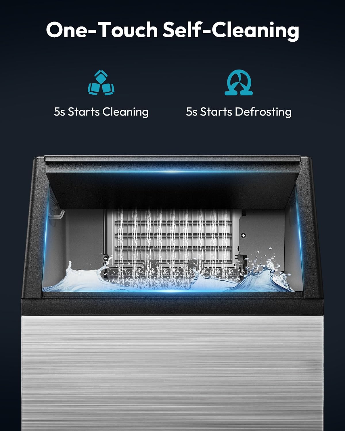 EUHOMY Commercial Ice Maker Machine - 100lbs Daily Production, 33lbs Ice Storage, Stainless Steel Freestanding & Under Counter Ice Maker, Ideal Ice Maker for Home/Bar/Restaurant/Outdoor Activities