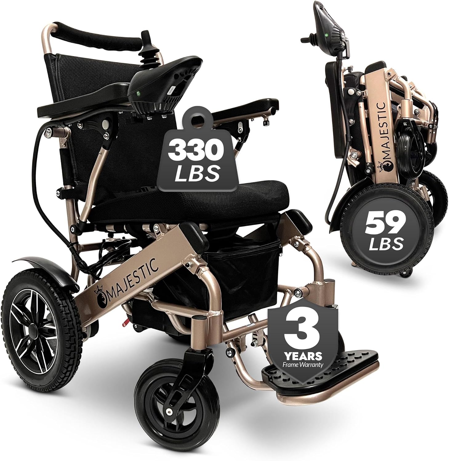 Majestic IQ-8000 Electric Wheelchairs for Adults,Foldable Lightweight Electric Wheelchair,Light Weight Folding Power Chair for Seniors,Portable Motorized Wheelchair,Durable Ultra Light Wheel Chair