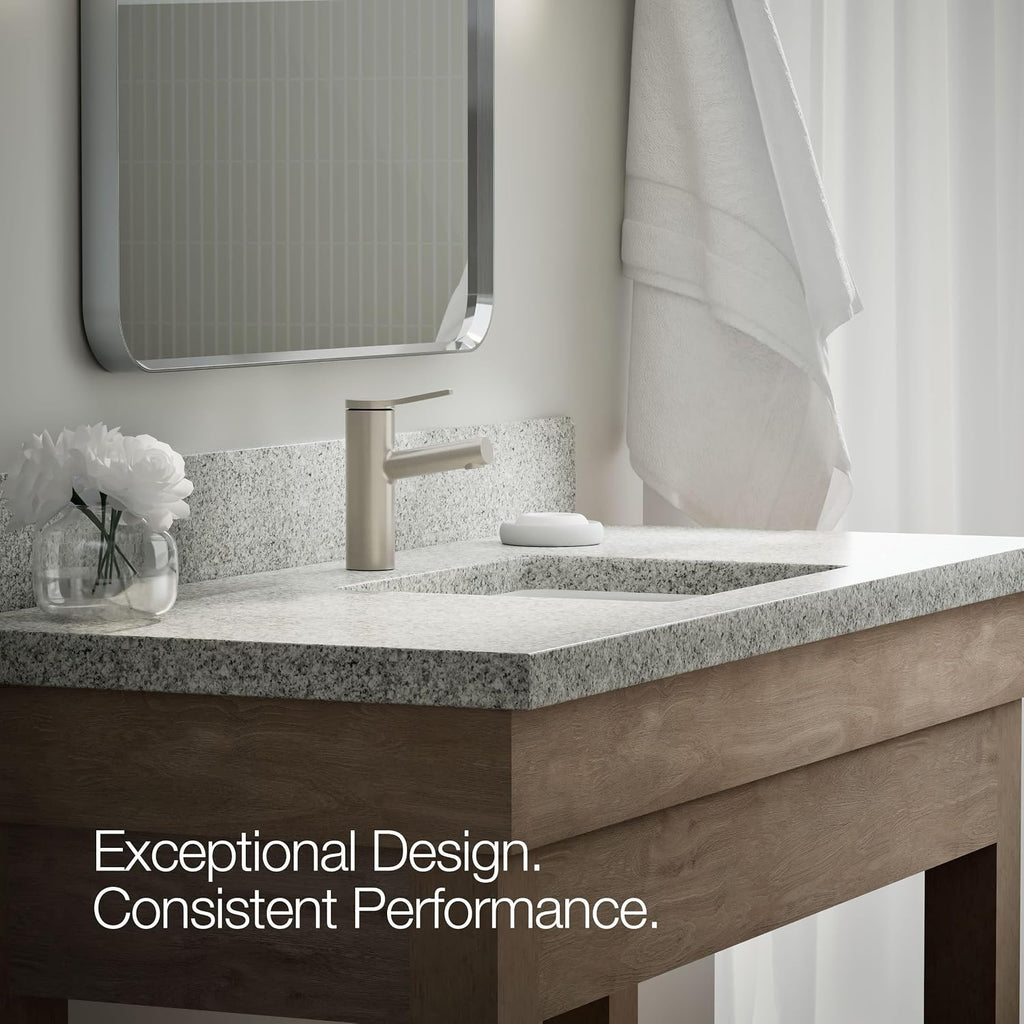KOHLER K-35048-4K-BN Elate® Single-Handle Bathroom Sink Faucet, Bathroom Faucets, 1.0 GPM, Vibrant Brushed Nickel