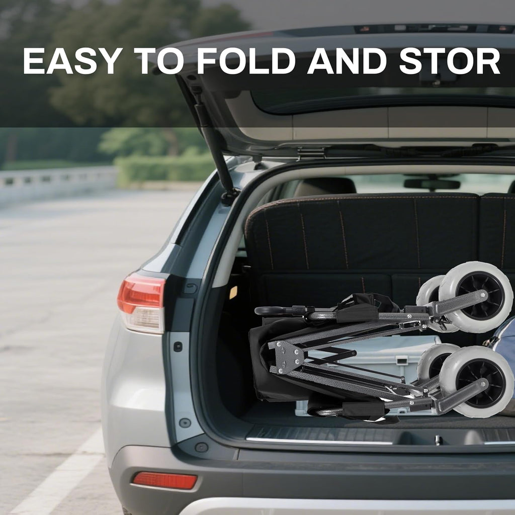 3-in-1 Folding Wagon with Bench Seat – 500lbs Capacity,Reinforced Carbon Steel Frame, 180L Cargo Space– Perfect for Camping, Beach, Outdoor Events & Heavy-Duty Hauling (Black)