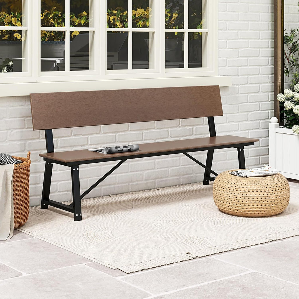 Tangkula 72' Outdoor Bench, Extra Long Patio HDPE Bench for 4 People, 1100 lbs Weight Capacity, Heavy-Duty Patio Picnic Dining Bench for Garden, Porch, Lawn, Backyard & Park