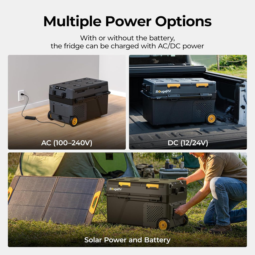 BougeRV 43 Quart Portable Fridge Freezer, 12 Volt Car Refrigerator, -4℉ to 68℉ Dual Zone Compressor Electric Cooler 12/24V DC, 110~240V AC for Overlanding, Camping, RV(2026 New Model: CRD2 V2.0)
