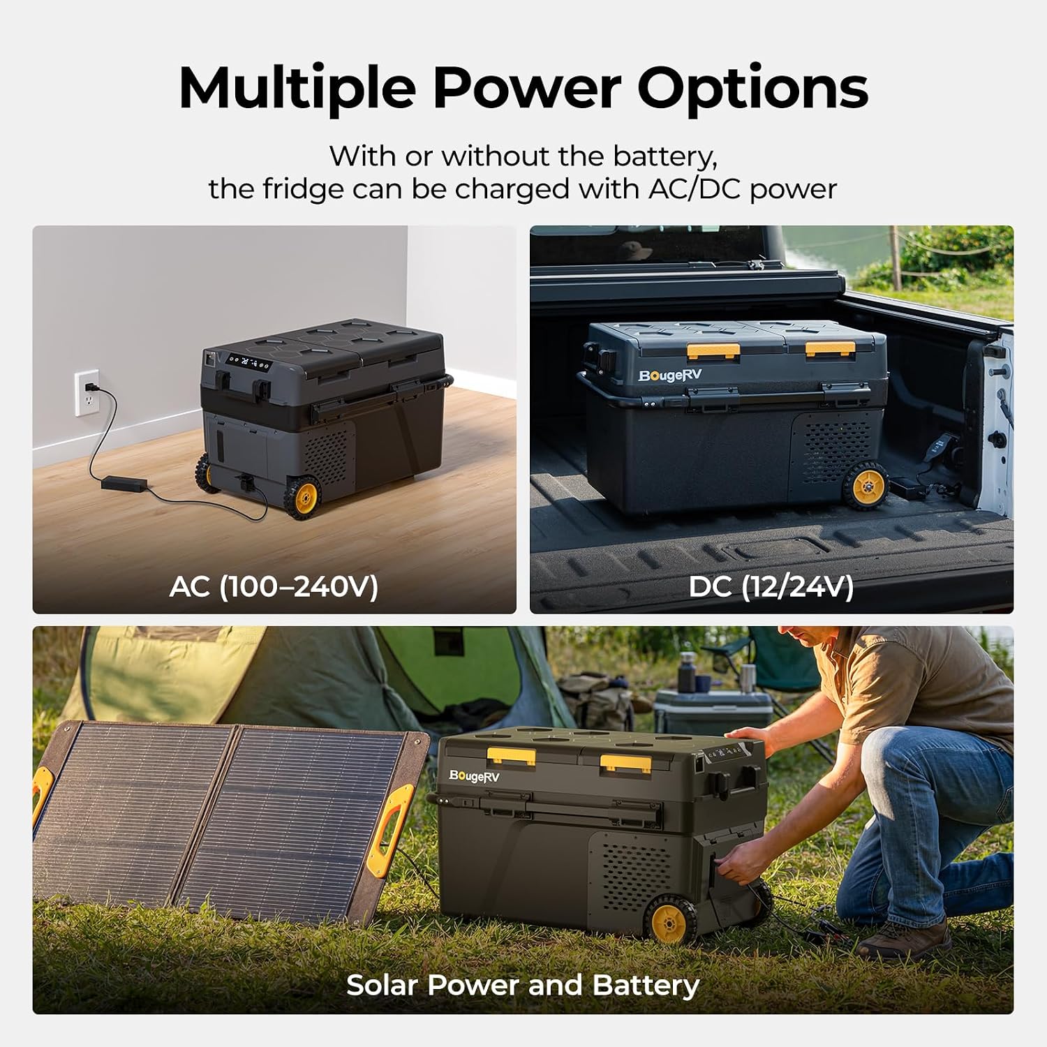 BougeRV 43 Quart Portable Fridge Freezer, 12 Volt Car Refrigerator, -4℉ to 68℉ Dual Zone Compressor Electric Cooler 12/24V DC, 110~240V AC for Overlanding, Camping, RV(2026 New Model: CRD2 V2.0)