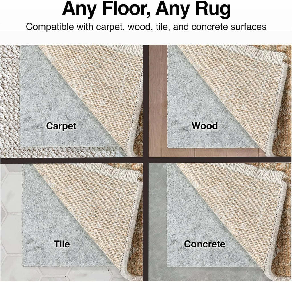 WELL WOVEN Premium 1/4' Thick Felt Rug Pad 8x8 Square - Non Slip Rubber Backing for Hard Floors & Carpet - Easy Cut to Size for Custom Fit - Superior Cushioning & Floor Protection Shield