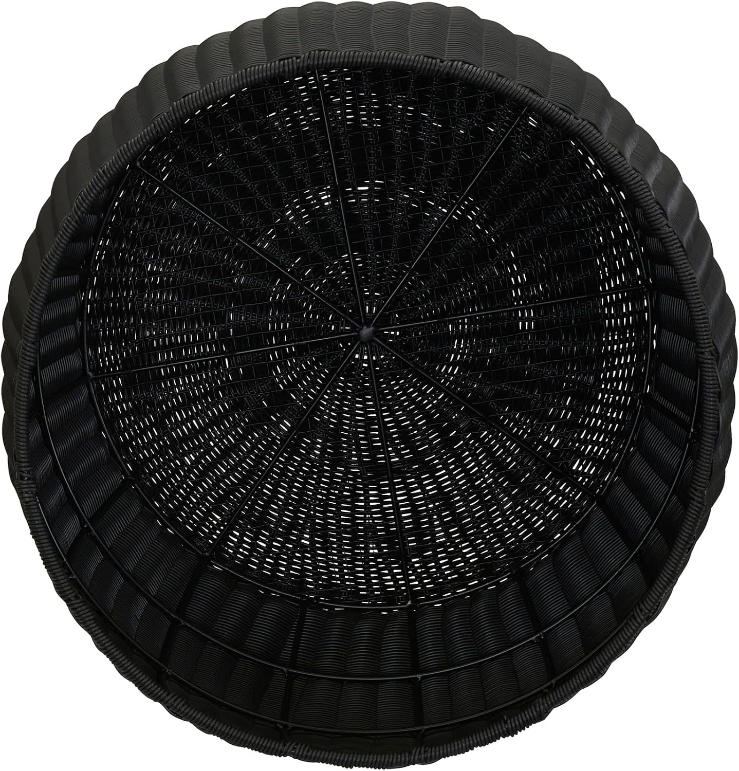Household Essentials Handwoven Resin Barrel Side Table Storage Container, Black 18' H x 20' Dia.