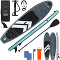 SereneLife Inflatable 10'6' Stand Up Paddle Board with 33' Wide Stable Platform – Non-Slip EVA Deck, 3-Piece Aluminum Paddle, Safety Leash, Removable Fins & Carry Backpack, 350 lbs Capacity