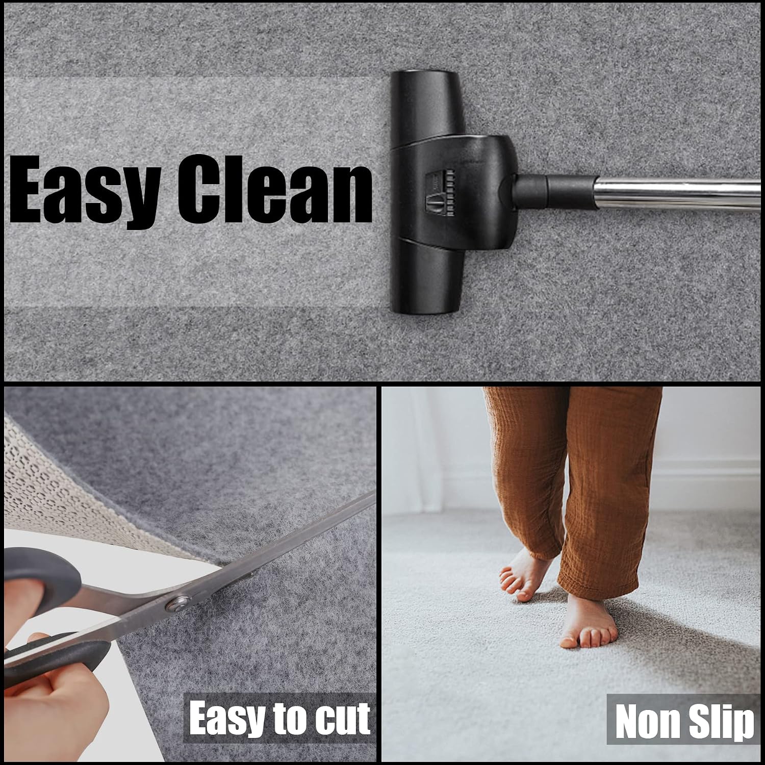 Non Slip Rug Pad Grippers - 8x11 Ft, 1/4' Thick, Felt + Rubber Double Layers Area Carpet Mat Tap, Provides Protection and Cushioning for Hardwood or Tile Floors