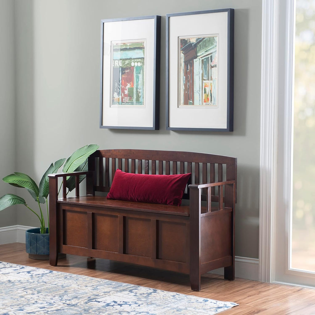 Linon Home Dcor Linon Home Decor Cynthia Storage Bench, 50'w x 17.25'd x 32'h, Walnut