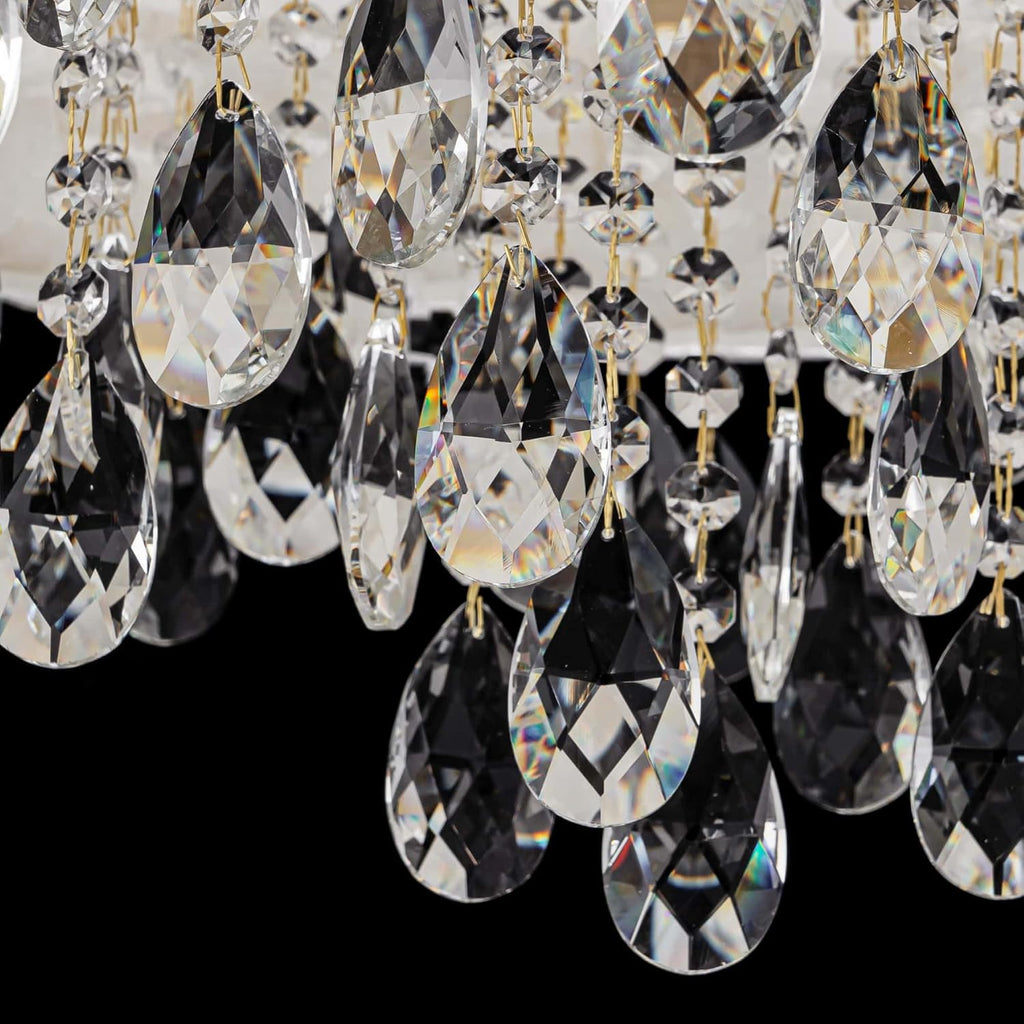 LumFurn X-Large D24in Drum Capiz Shell Crystal Chandeliers, 6-Light Coastal Style Light Fixture for Dining Room, Living Room, D24xH23~71in(Adjustable), K9 Crystal, Shell Lampshade & Gold Finish