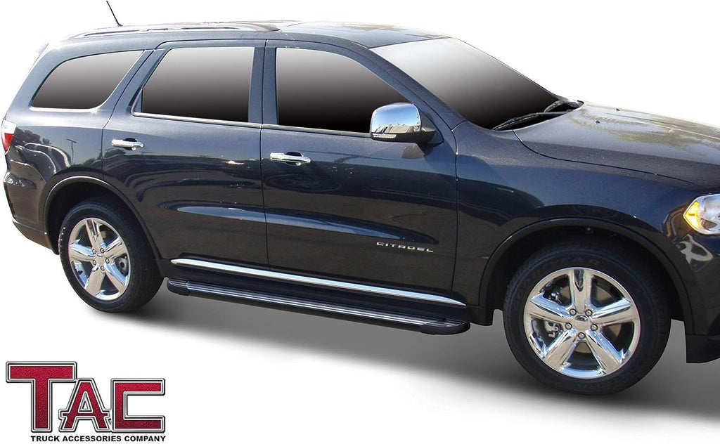 TAC Running Boards Fit 2011-2026 Dodge Durango (Exclude R/T, GT, GT Plus and SRT Models) Aluminum SUV Black Side Steps Nerf Bars Step Rails Running Boards Off Road Exterior Accessories (2 Pieces)