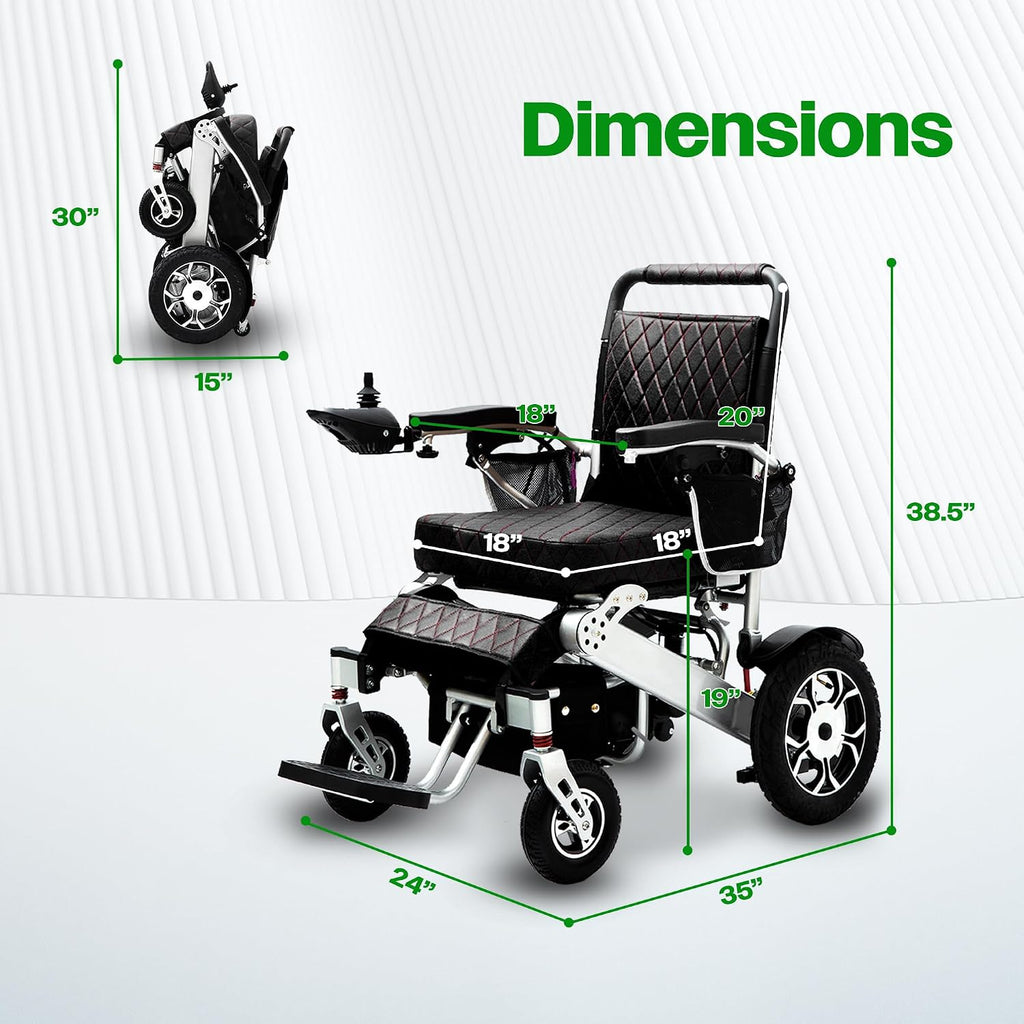 Culver Mobility Wolf Electric Wheelchair for Adults – Lightweight, Foldable, All-Terrain Power Wheelchair XL with Remote Control. Gift: Travel Bag, Cup Holder & Phone Holder (Black).