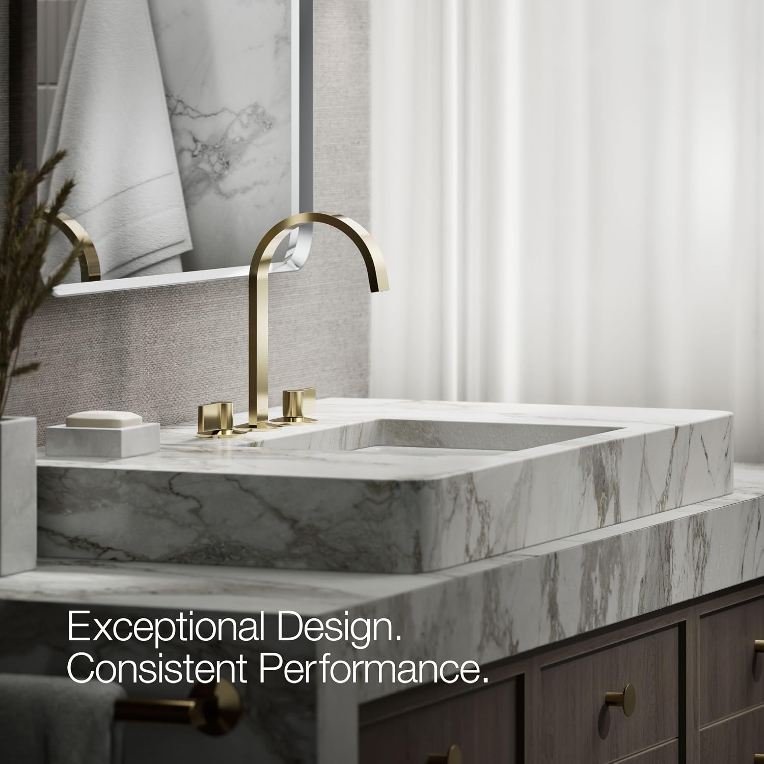 Kohler 77968-AF Components® Bathroom Sink Faucet spout with Ribbon Design, 1.2 gpm, Vibrant French Gold