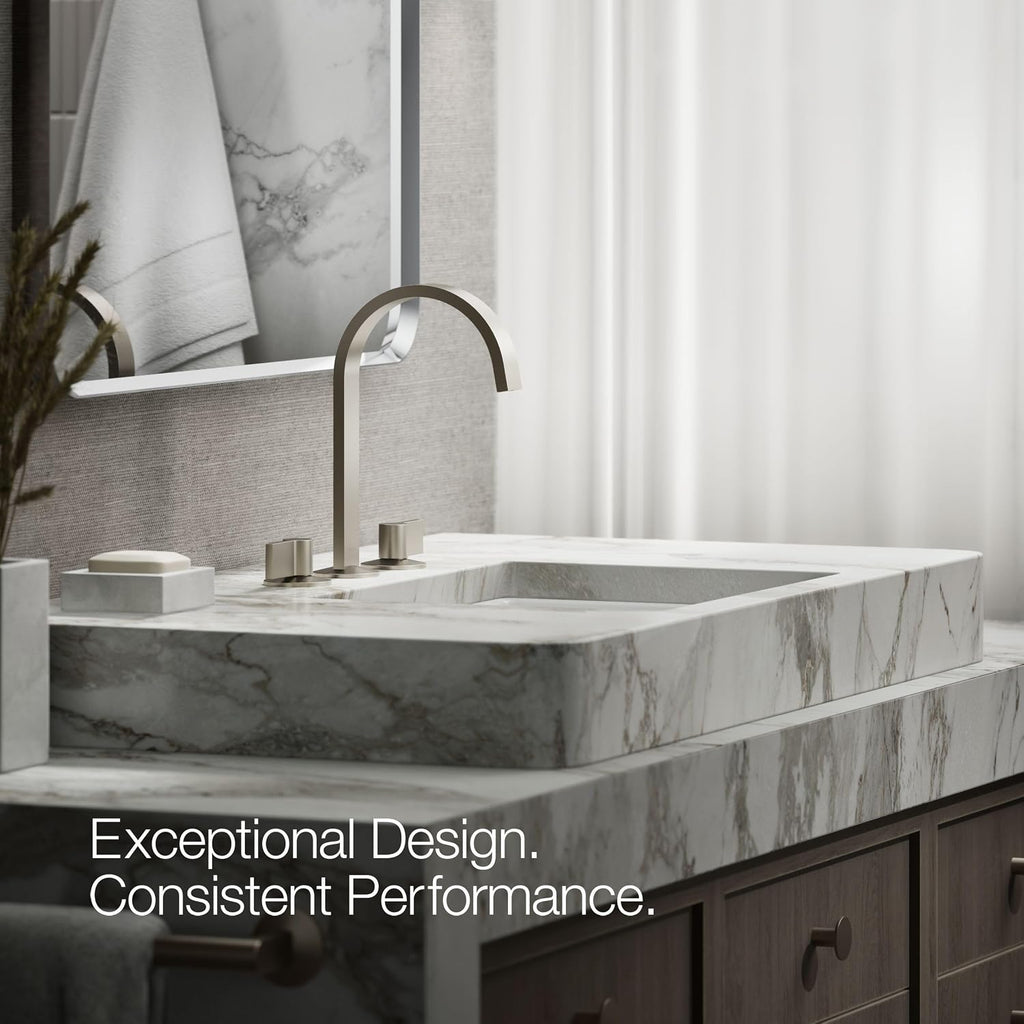 Kohler 77968-BN Components® Bathroom Sink Faucet spout with Ribbon Design, 1.2 gpm, Vibrant Brushed Nickel