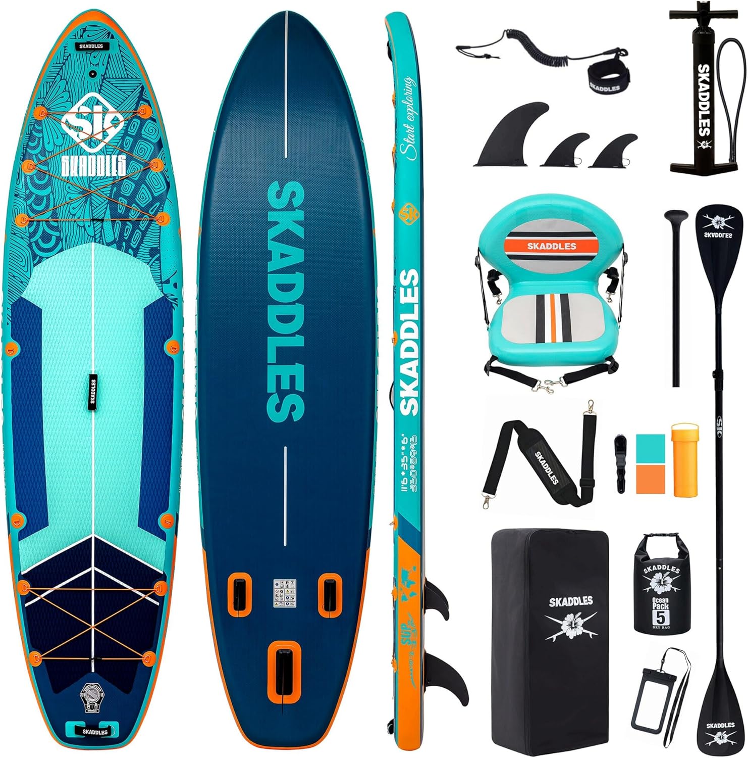 11'6 × 35' Inflatable SUP–Super Wide, Stand Up Paddle Board for Adults, Youth, Family & Pets, High Weight Capacity, Non-Slip EVA Deck, Premium Accessories