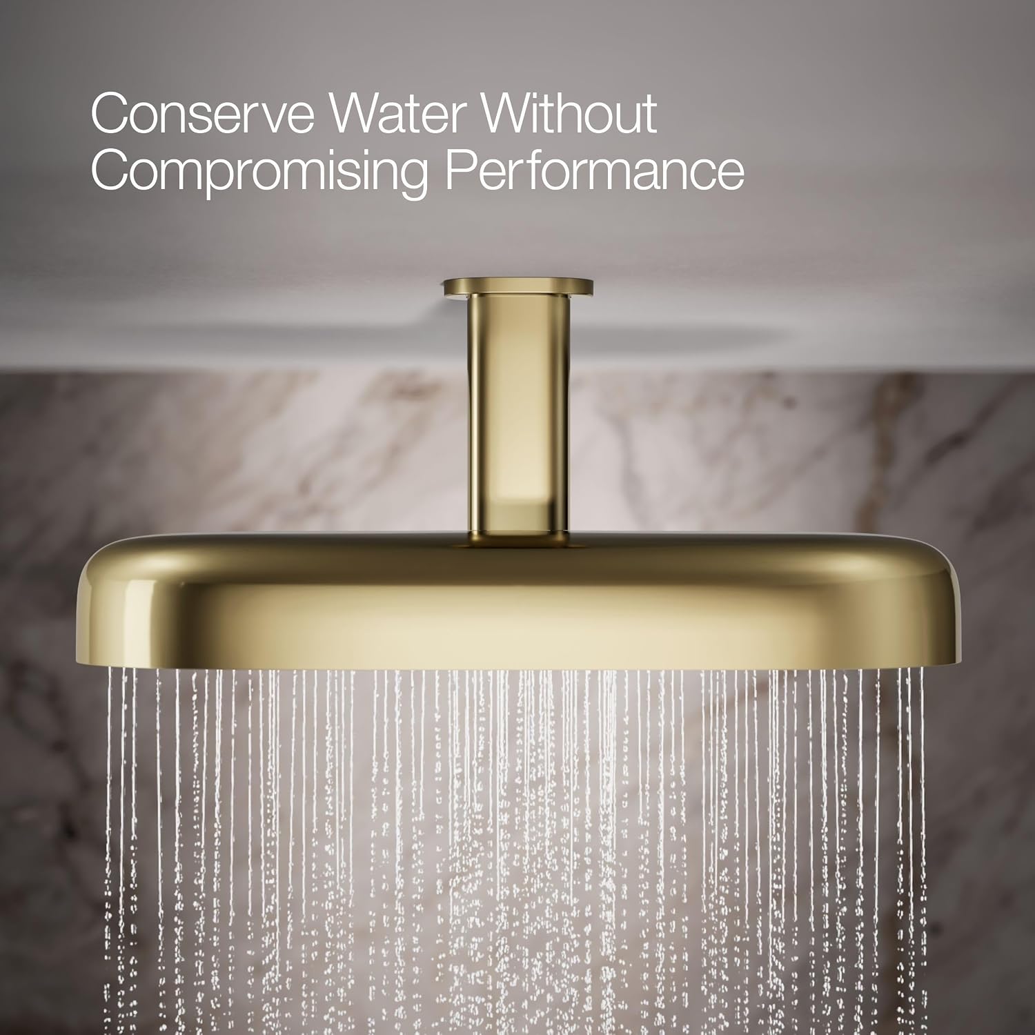 Kohler 26297-AF Statement® Oblong 18' two-function rainhead, 2.5 gpm, Vibrant French Gold