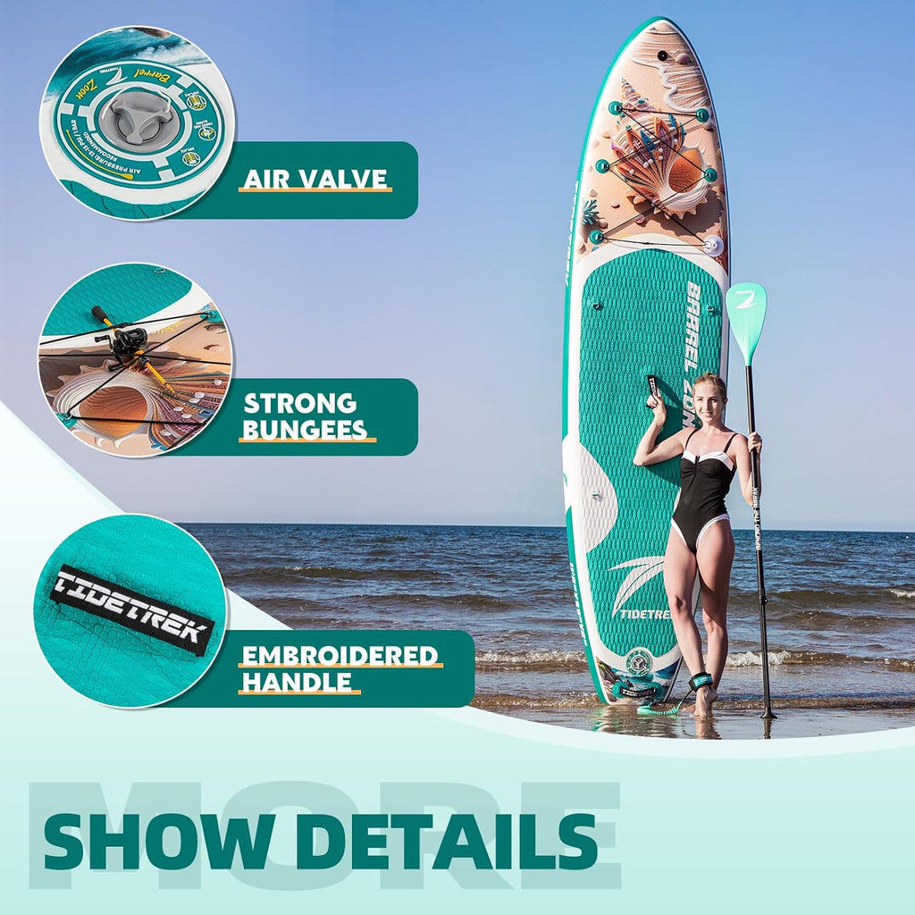 11'/11'6' x 33'/34' x 6' Inflatable SUP Paddle Board – Extra-Wide, Stable Stand Up Paddle Board with Premium Full Accessory Set for Adults & Youth