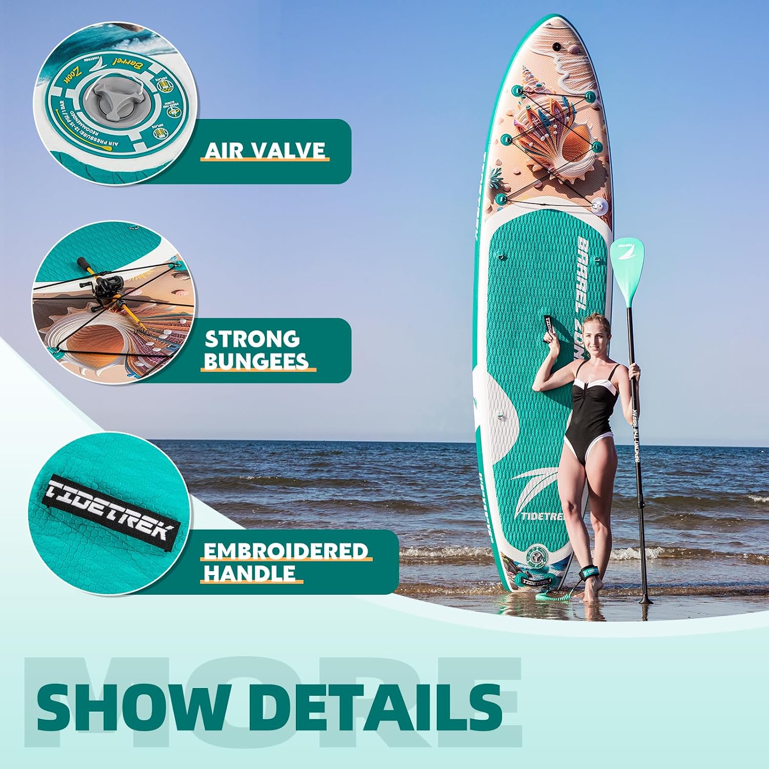 11'/11'6' x 33'/34' x 6' Inflatable SUP Paddle Board – Extra-Wide, Stable Stand Up Paddle Board with Premium Full Accessory Set for Adults & Youth
