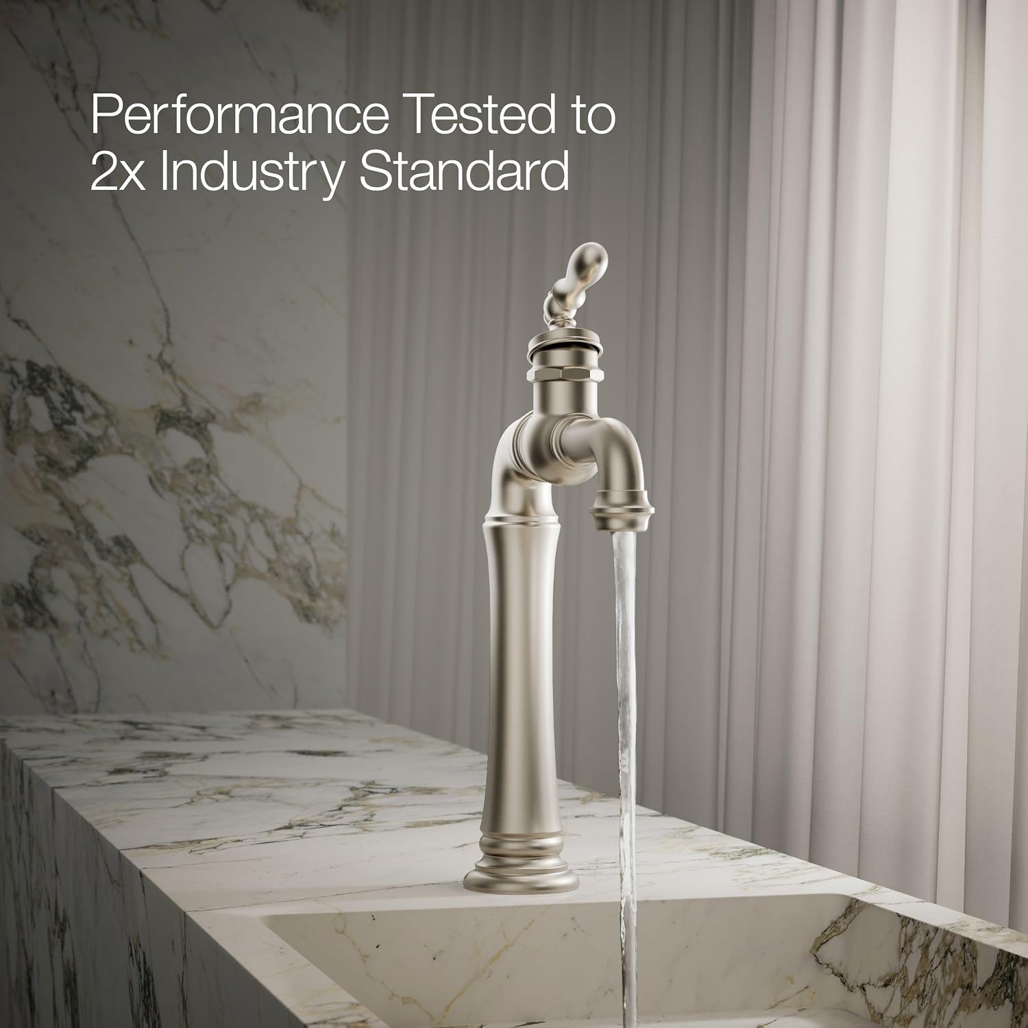 Kohler 72763-9M-BN Artifacts® Gentleman's® Single-Handle Bathroom Sink Faucet, 1.2 gpm, Vibrant Brushed Nickel