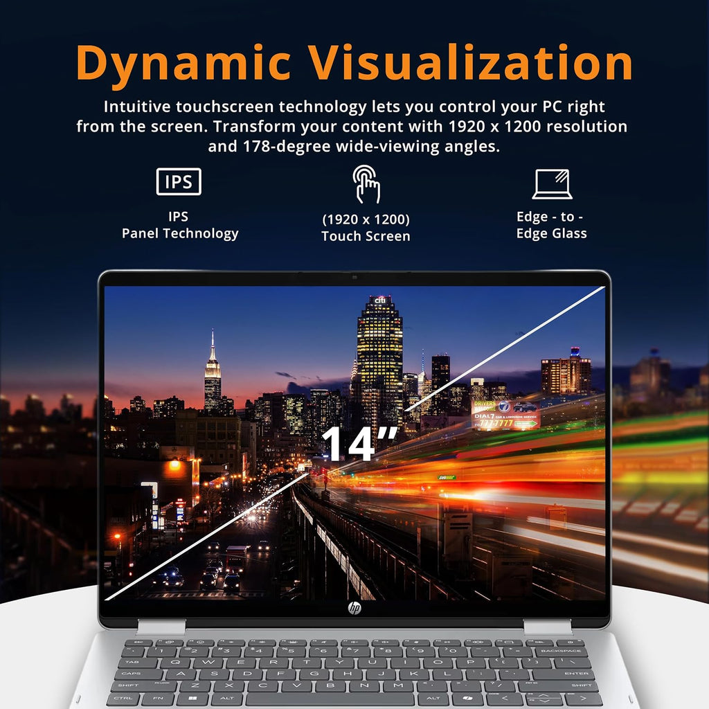 HP OmniBook 5 Flip 2-in-1 14' 2K Touchscreen Laptop, Intel 7 150U, 16GB LPDDR5, 672GB Storage(512GB SSD+160GB Docking Station Set), Backlit Keyboard, 5MP IR Camera, Wi-Fi 6E, Windows 11 Pro, Silver