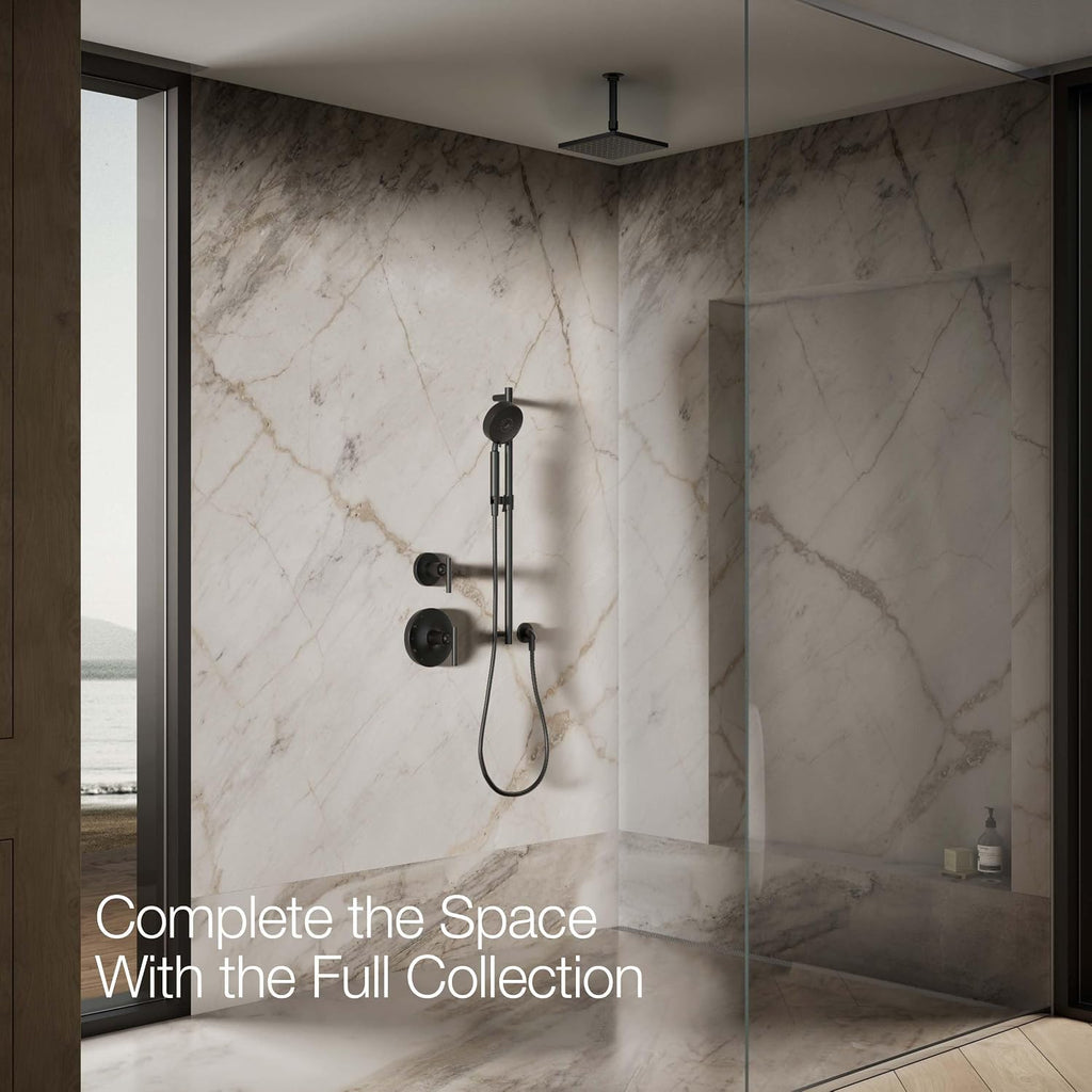 Kohler 13695-BL Contemporary Square 8' single-function rainhead, 2.5 gpm, Matte Black