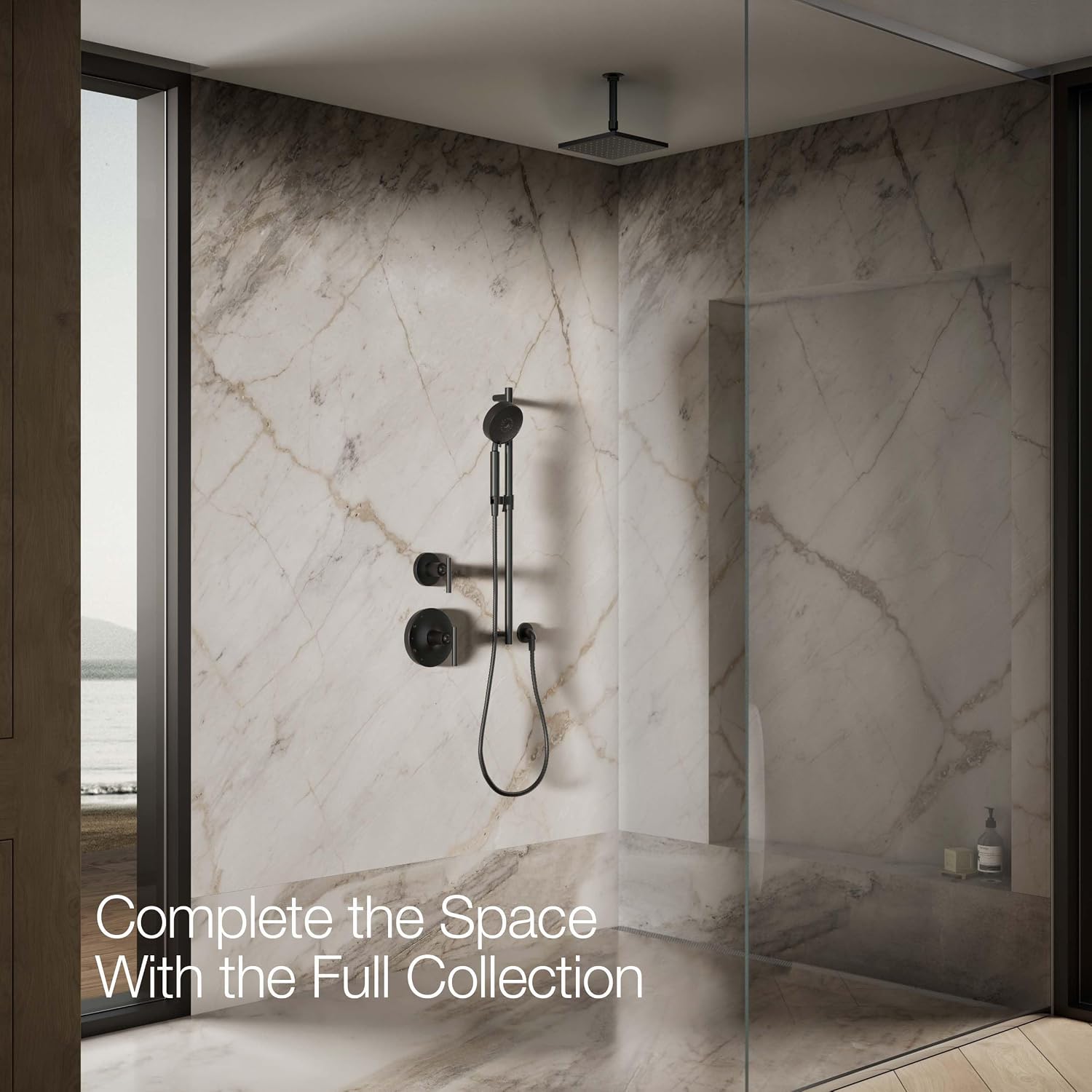 Kohler 13695-BL Contemporary Square 8' single-function rainhead, 2.5 gpm, Matte Black