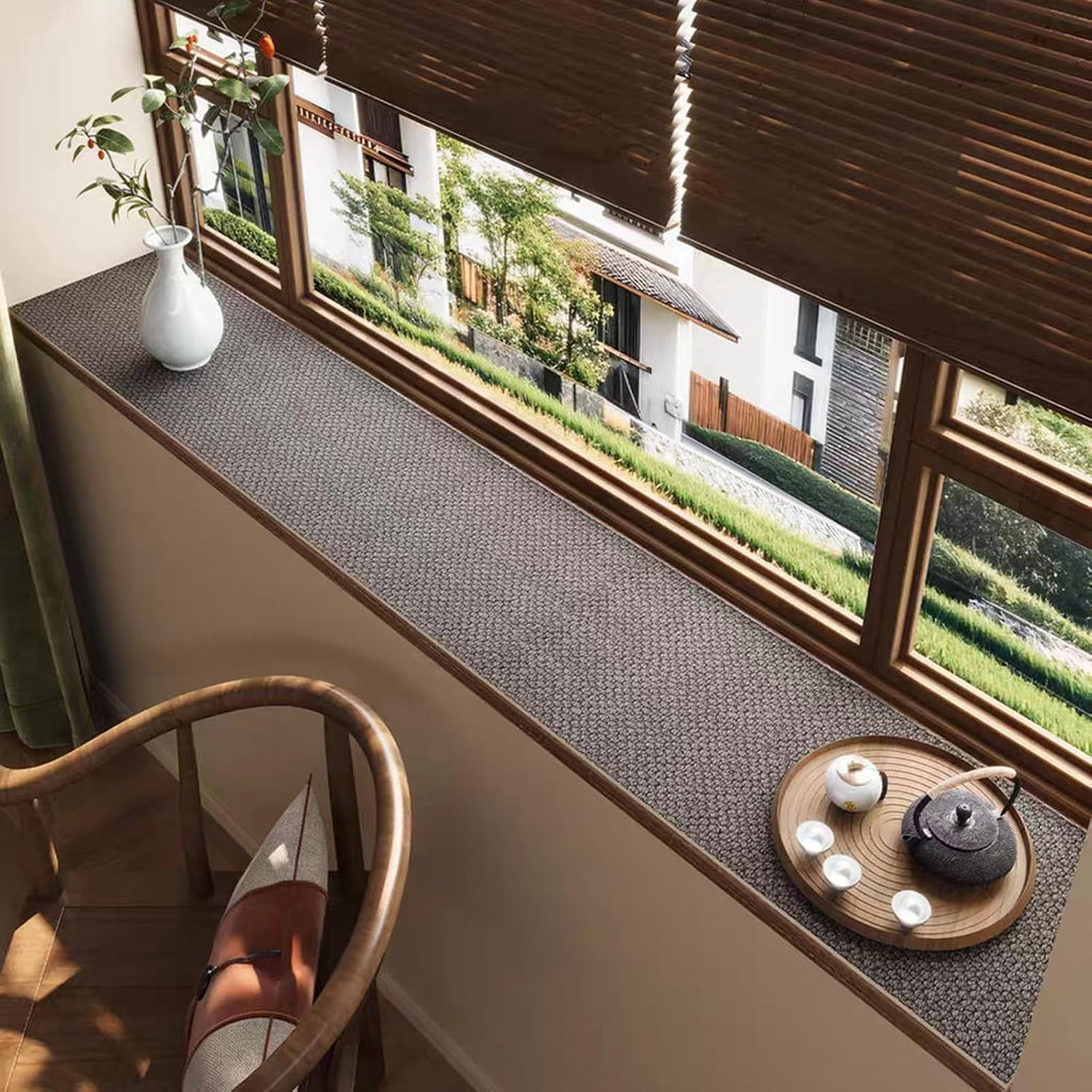 Drsyffsup Chinese Style Window Sill Mat Customized, DustProof Windows Ledge Protector Cover, Waterproof Liner Pad Guard with Non-Slip Backing(24x71in/60x180cm)