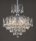 Q&S Modern Crystal Chandelier Chrome Pendant Light 6 Lights for Dining Room Kitchen Island Entryway Bathroom Hallway UL Listed