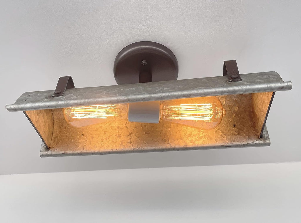 thelampgoods Rustic Galvanized Ceiling Light Fixture - Farmhouse Lighting Kitchen Antique Bathroom Industrial Vintage Chandelier Flush Mount Cabin Metal