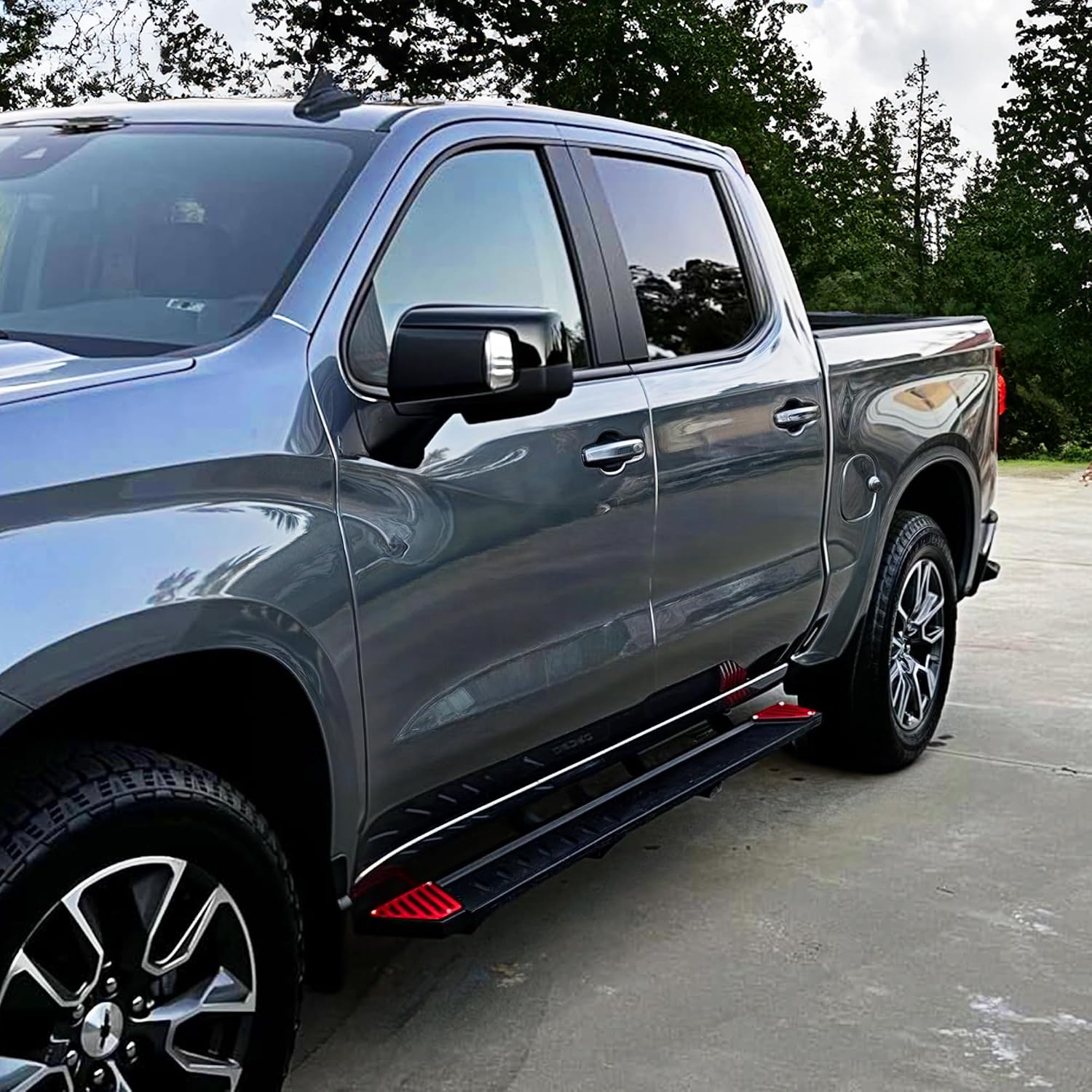 OEDRO 6.5' Running Boards Compatible with 2005-2023 Toyota Tacoma Double Cab, Steel Side Steps Nerf Bars Rails, Black and Red