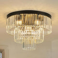 21.65' Black Crystal Ceiling Light 10-Light Modern Crystal Ceiling Light Fixture 3-Tier Luxury K9 Crystal Ceiling Light,for Dining Room Kitchen Island Living Room Bedroom