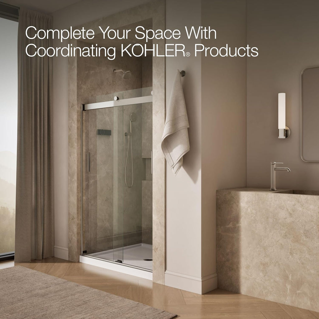 KOHLER K-706008-L-MX Levity Bypass Shower Door with Handle and 1/4-Inch Crystal Clear Glass in Matte Nickel
