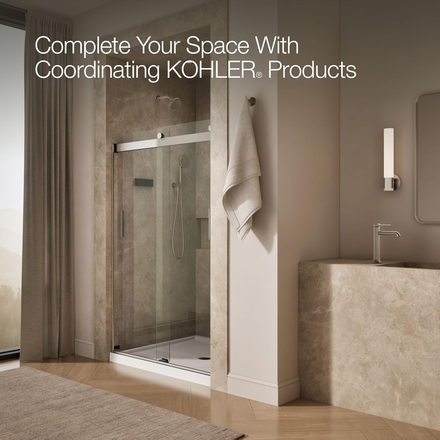 KOHLER K-706008-L-MX Levity Bypass Shower Door with Handle and 1/4-Inch Crystal Clear Glass in Matte Nickel