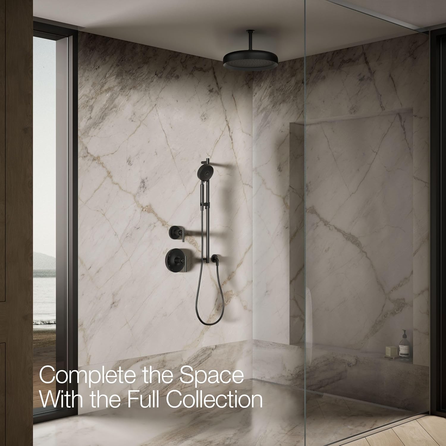 Kohler 26292-BL Statement® Round 14' single-function rainhead, 2.5 gpm, Matte Black