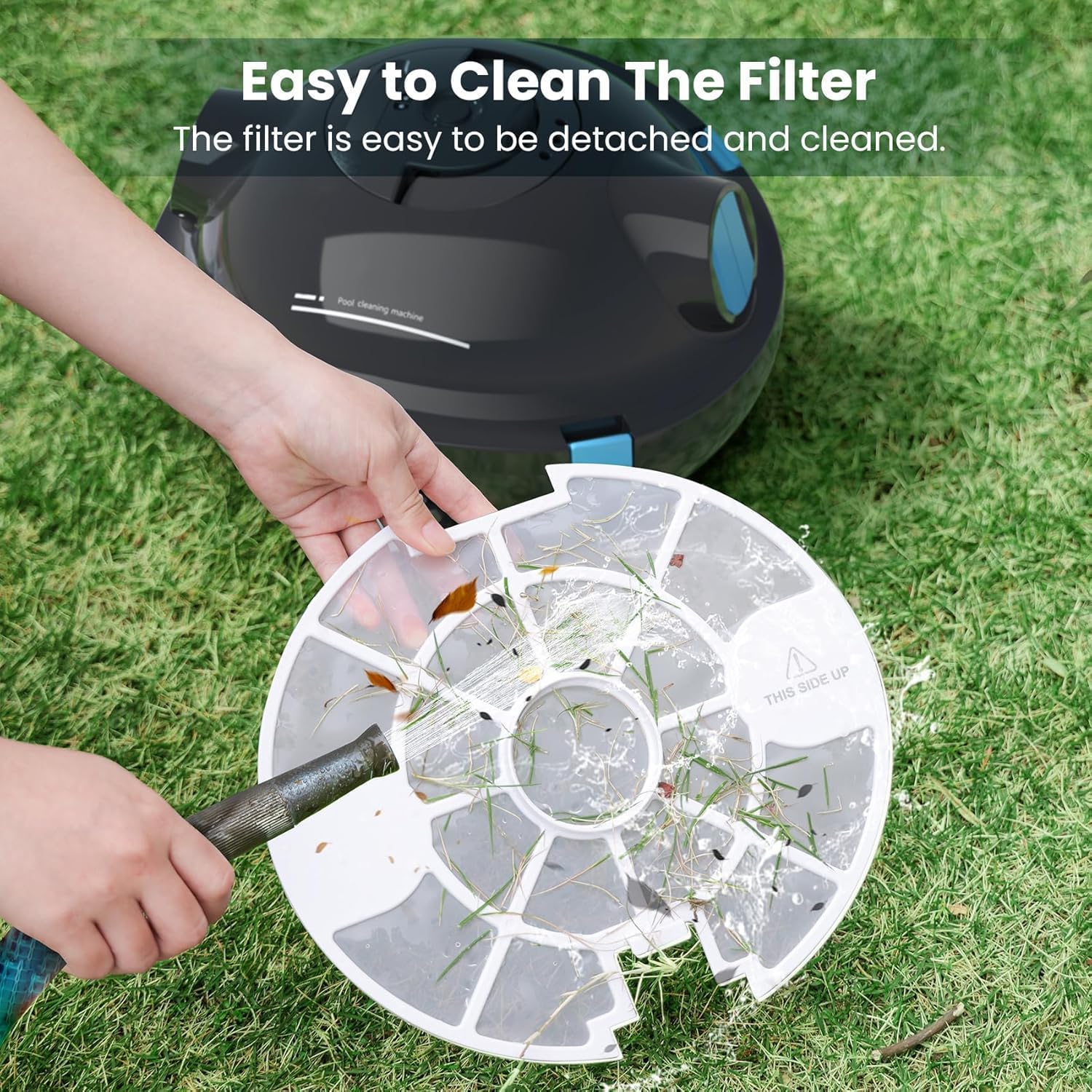 Robotic Pool Cleaner, Extended 90-Min Battery Life 5200mAh Battery, Smart Navigation, Pool Robot Can Thorough Cleaning, Moves at 36 FT/MIN Suitable for Indoor and Outdoor Pools