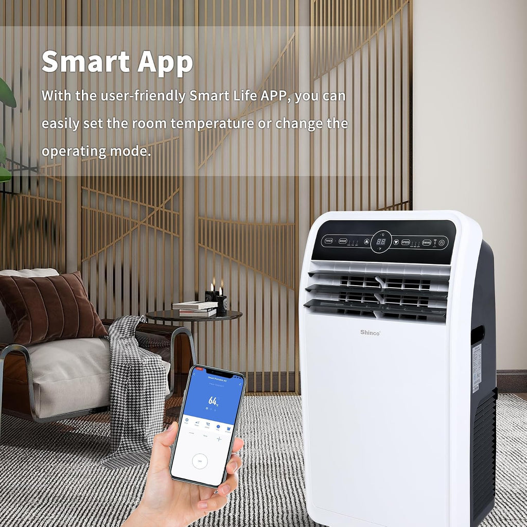 Shinco 10,000 BTU Portable Air Conditioner, Portable AC Unit with Built-in Cool, Dehumidifier & Fan Modes for Room up to 400 sq.ft, RC, Wi-Fi Enabled, 24 Hour Timer, Window Kit