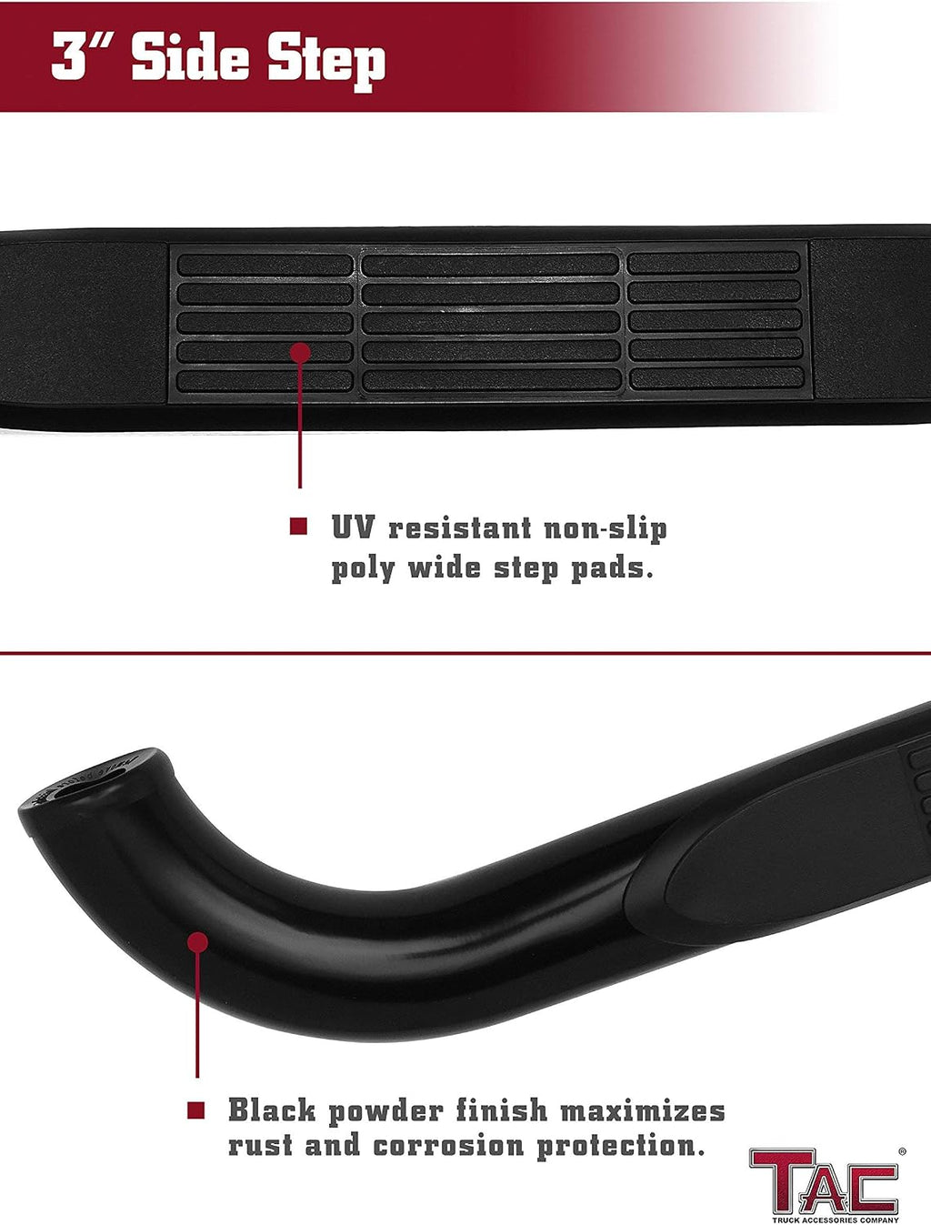 TAC Side Steps Compatible with 2003-2010 Kia Sorento 3 inches Black Side Bars Nerf Bars Step Rails Running Boards Off Road Automotive Exterior Accessories (2 Pieces Running Boards)