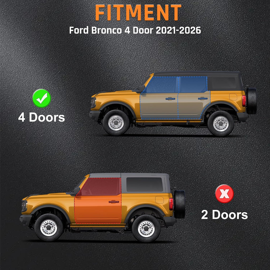 Orange Running Boards fit for Ford Bronco 2021-2026 | side steps fit for bronco 21-26 4 door w/rock rails step bars 4pcs steps estribos para