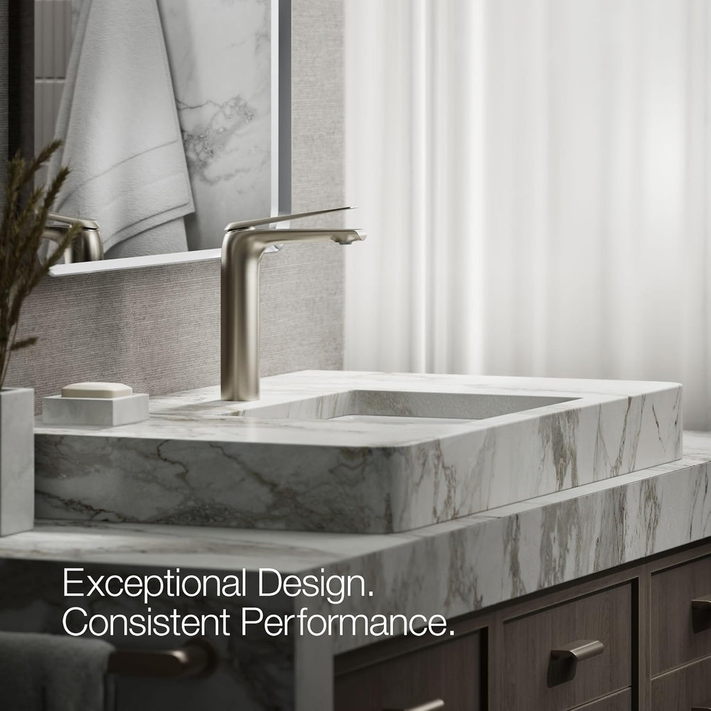 Kohler 97347-4-BN Avid® Tall Single-Handle Bathroom Sink Faucet, 1.2 gpm, Vibrant Brushed Nickel