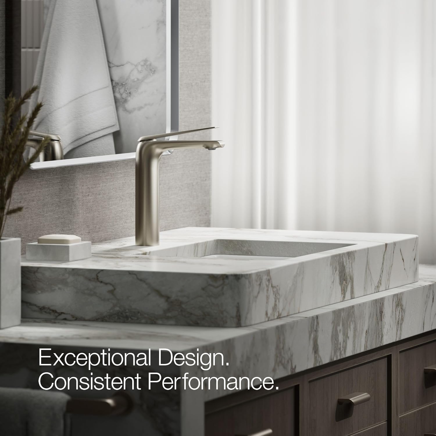 Kohler 97347-4-BN Avid® Tall Single-Handle Bathroom Sink Faucet, 1.2 gpm, Vibrant Brushed Nickel