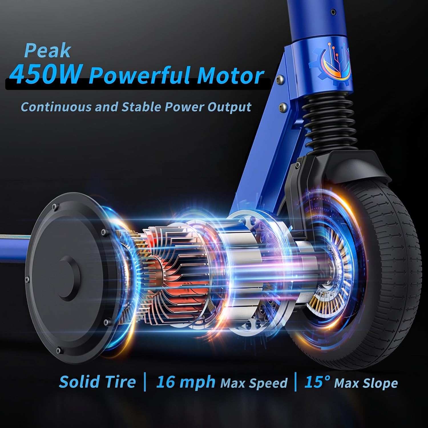 Caroma Electric Scooter Adults Peak 450W, 16-21 Miles Range E Scooter, Safe Speed Control Scooter with Smart LED Display Max 16 MPH, Lightweight Foldable E-Scooter,Electric Scooter for Kids,Gift Idea