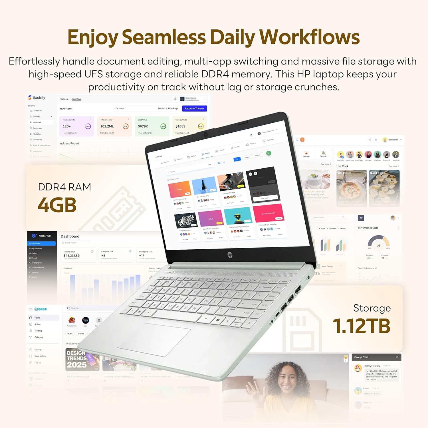 HP Stream 14' HD Student&Business Laptop with AI Copilot, Intel Processor N150, 4GB RAM, 1.12TB Storage (128GB UFS + 1TB Docking Station), 1 Year Office 365, Intel Graphics, Win 11, Willow Green