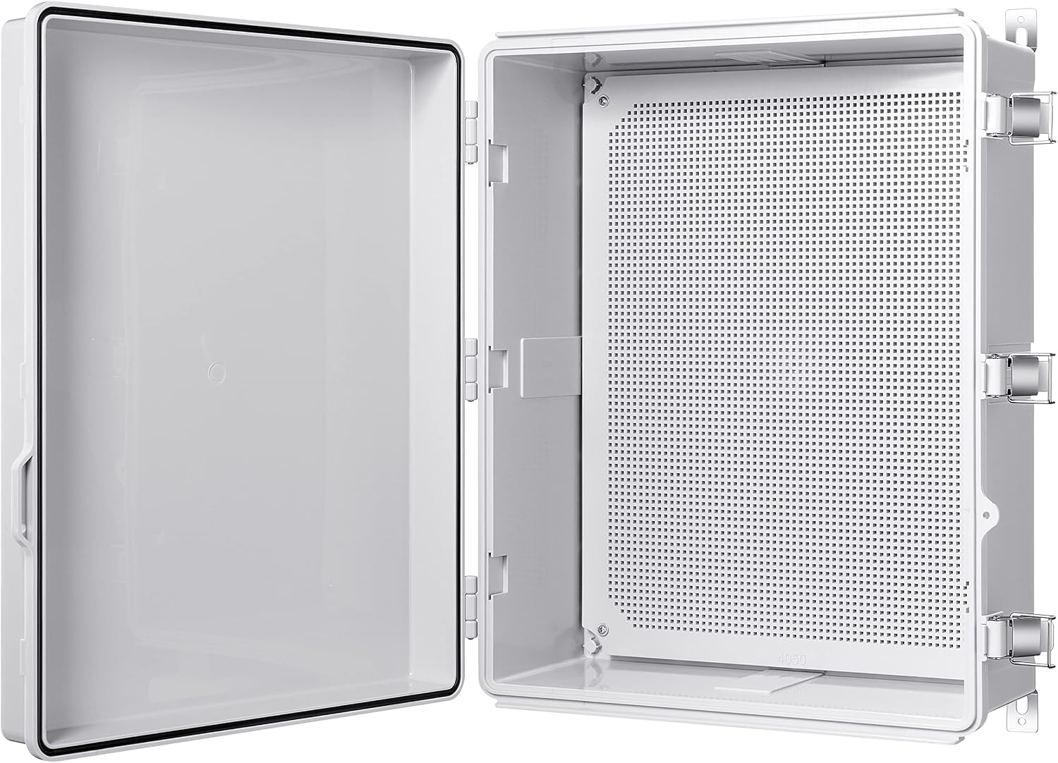 Gratury Junction Box, IP67 Waterproof Plastic Enclosure for Electrical Project, Hinged Grey Cover, Includes Mounting Plate and Wall Bracket 510×410×200mm (20'×16.1'×7.9')