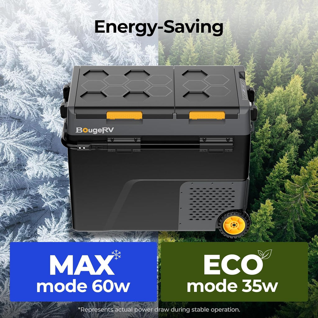 BougeRV 61 Quart Portable Fridge Freezer, 12 Volt Car Refrigerator, -4℉ to 68℉ Dual Zone Compressor Electric Cooler 12/24V DC, 110~240V AC for Overlanding, Camping, RV(2026 New Model: CRD2 V2.0)