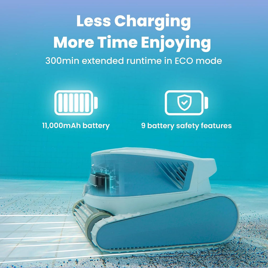 Chasing Hydro 3S Pool Vacuum for Inground Pools, Cordless Pool Cleaner 300 Mins Runtime for Above Ground Pools, Smart Navigation S-Path, 4.1L Filter Basket, Auto Waterline/Wall Cleaning