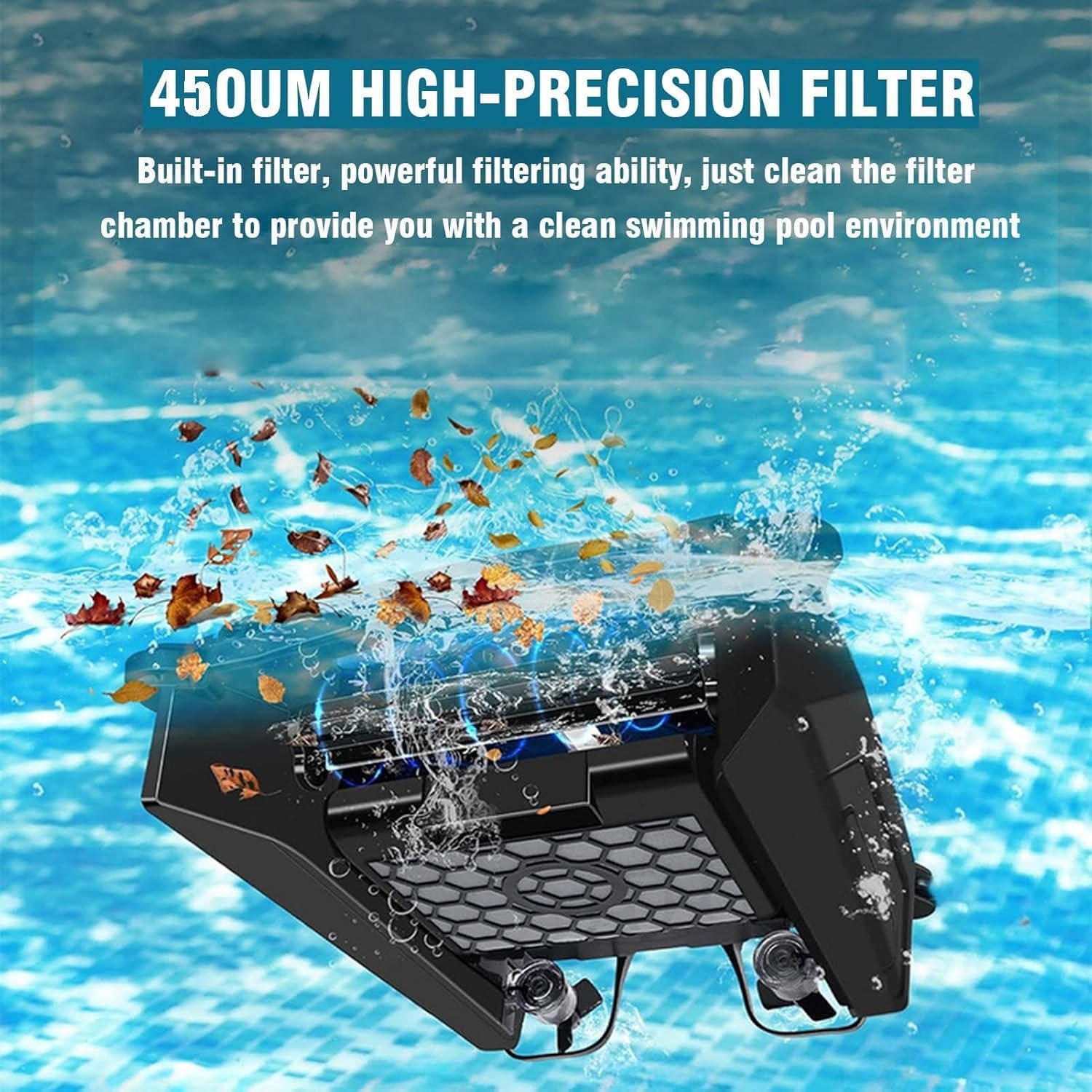Automatic Cordless Robot Solar Powered Pool Skimmer Cleaner for All Swimming Pool Sur-Face, with App Support, Shallow Water Safeguard, and Twin Salt Chlorine Tolerant Motors